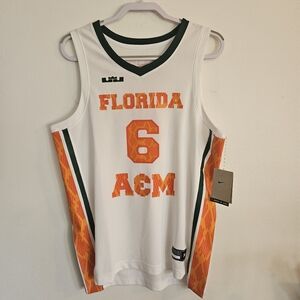 White and Orange Florida A&M Basketball Jersey Lebron James